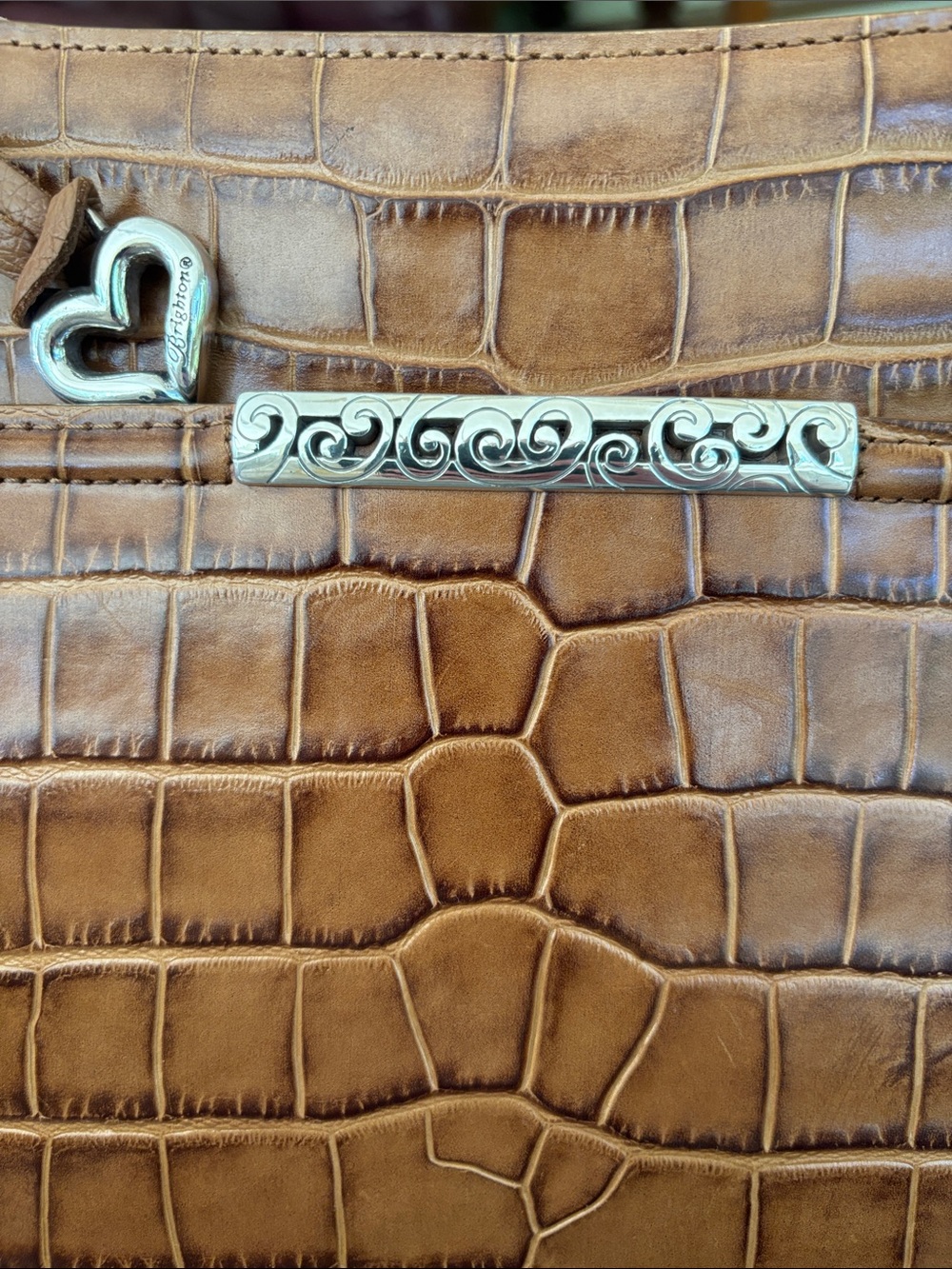 Brighton Mingle Sage Mock Croco Nutmeg Organizer Shoulder/Crossbody Bag MSRP$350 - Picture 12 of 13